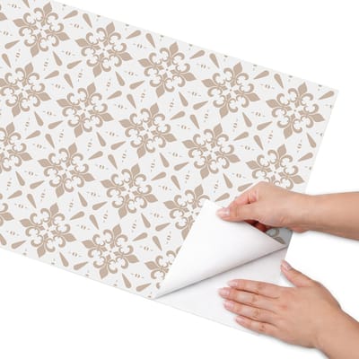 Coloray Meubel Wrap Folie - Beige Meubelfolie - 50x100 cm - Plakfolie Meubels Klassieke ornamenten - Decoratiefolie Zelfklevend - Klassiek Meubelfolie - Meubelfolie Zelfklevend - Badkamer decoratie - Achtergronden en patronen