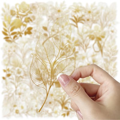 50 stuks Graffiti Transparante Stickers, Gouden Planten DIY Decoratie voor Journals, Gitaren, Notitieboekjes, Bagage, Laptops, Motoren, Skateboards 50pcs