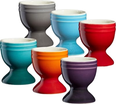 Set van 6 Regenboog Steengoed Eierdopjes | Vaatwasserbestendig