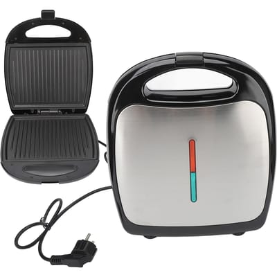 1000W Broodrooster Non-stick Plaat Dubbelzijdig Keerbaar Elektrische Panini Pers Grill voor Ontbijt L gray