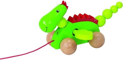 Trekdier Draak - Wobbeldier Speelgoed - Eerste Stapjes Leren - Natuurlijke Bewegingsdrang - 24.5x12.5x11.5 cm - Goud