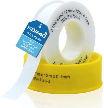 Teflon tape DVGW voor gas en water - PTFE afdichtband voor schroefdraad