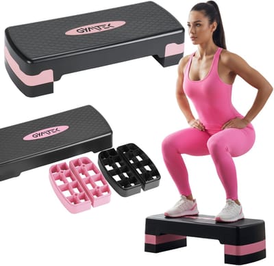 Gymtek® Aerobic Stepper - Step Plank - Step Bank - Step Trainer - Fitness Stepper - 3-step - Hoogte 10/15/20 cm - tot 150 kg - Fitness Apparatuur voor Thuis, Home Gym, Workout, Crossfit