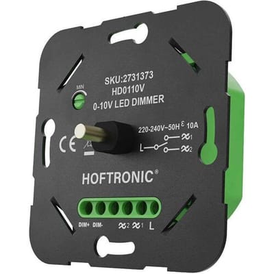 HOFTRONIC 0/1–10V LED dimmer – Wisselschakeling – Instelbare minimale helderheid - Inclusief bevestigingsmateriaal