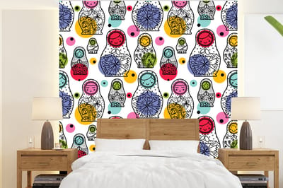 Behang - Fotobehang Matroesjka - Patronen - Baby - Breedte 220 cm x hoogte 240 cm
