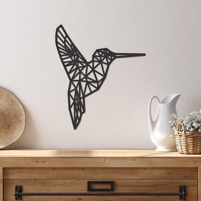 Geometrische Wanddecoratie Kolibrie - Geometrische Muurdecoratie Kolibrie - Geometrische Kolibrie - Muurdecoratie Hout - Wanddecoratie Hout - Muurdecoratie Woonkamer - Wanddecoratie Woonkamer - Wanddecoratie Dieren - 34 x 29 cm