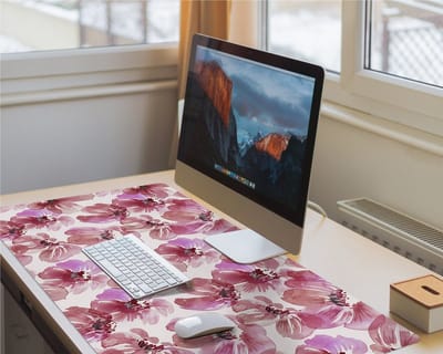 Coloray Bureau Onderlegger - Kleurrijke aquarelbloemen Bureau Pad - 100 cm x 50 cm - Roze Bureau Onderlegger - Bureau Mat - Bureaumat - Onderlegger Bureau - Bureau Onderlegger Groot