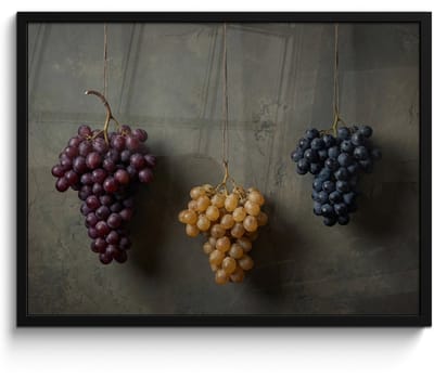 Poster in lijst - Fotolijst 80x60 cm - Posters - Druiven - Kleurrijk - Muur - Posterlijst zwart - Decoratie - Wanddecoratie woonkamer - Muurdecoratie slaapkamer