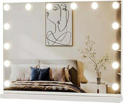 Ploutos® Vanity Spiegel - Hollywood Spiegel met LED Verlichting - LED Spiegel met Dimbaar Licht – White - Wit - 42cm x 50cm x 42cm