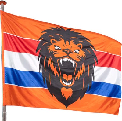 Reuzenvlag - Nederlandse vlag - Supportersvlag - Leeuw - EK & WK - 200 x 300 cm - Oranje