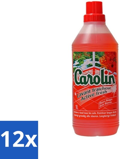 12 x Carolin - Vloerreiniger - Rode Bloemen - 1 L - Vloerreiniger - Vloerreiniger Rode Bloemen - Schoonmaak - Vloeren Schoonmaken - Geur