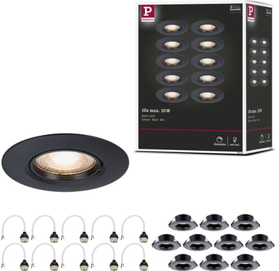 Inbouwlamp Set van 10 star rond 90 mm GU10 max. 10x10W 230V dimbaar Zwart