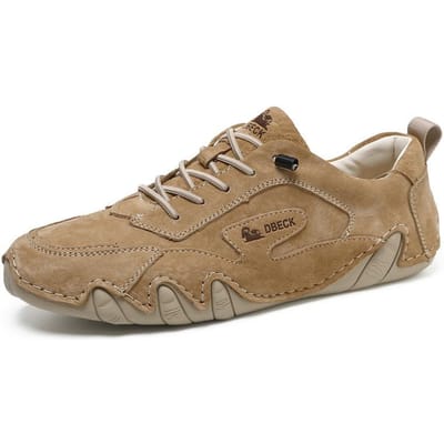 Echt Leer plus Size Unisex Schoenen Outdoor Casual Schoenen Herfst- en Winterschoenen Koppel Sneakers 43 beige