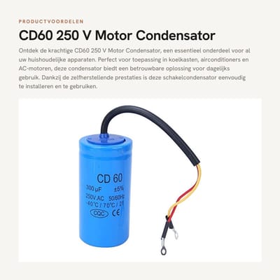 Dailygoods- Schakelcondensator 300 uF - Motorcondensator - Huishoudelijke Apparaten - Duurzaam - Explosieveilig - Betrouwbare Kwaliteit