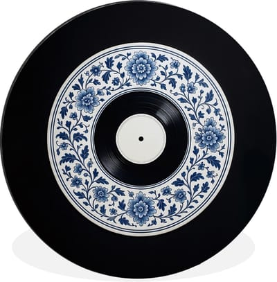 WallCircle - Wandcirkel - Muurcirkel - Vinyl - LP - Delfts Blauw - Muziek - Aluminium - Dibond - 30x30 cm - Binnen en Buiten