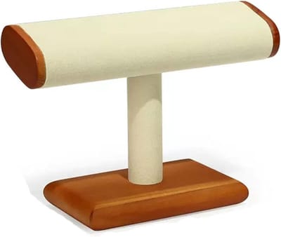 Sieradenhouder Houten T-Bar - Armbanden Display - Winkelinrichting - Zachte Microvezel - 1 Stuk - Rood