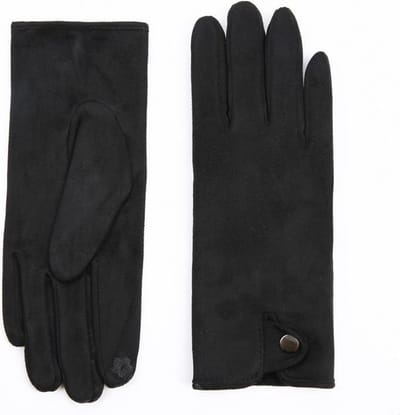 Zwarte Dames handschoenen Simple - Winter/Herfst - Zwart - Zilver knoopje