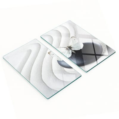 Multifunctionele decoratieve snijplanken van gehard staal voor de keuken, vlinder- en zenmotief, 2x30x52 cm