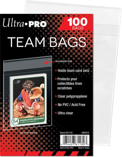 100 opbergzakjes Ultra Pro Team Bags Transparant Zakjes Met Resealable Plakstrip