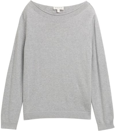 Tom Tailor - Gebreide trui met boothals - Maat XS - medium silver grey melange