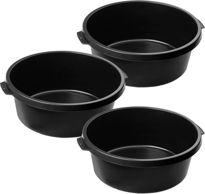 KADAX mortelbak, bouwemmer, mortelbak met handgrepen, mortelemmer van kunststof, ronde emmer voor bouwplaats, tuin, stabiele wateremmer, cementemmer, schoonmaakemmer (3, 11 liter)