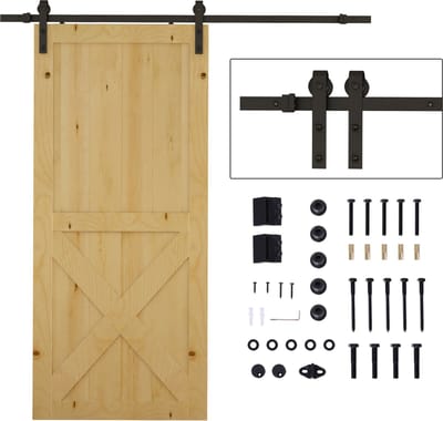 HOMCOM Schuifdeurgarnituur Koolstofstaal 200L × 4B × 0,6H cm Zwart
