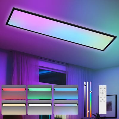 NETTLIFE plafondlamp - LED-paneel - RGB dimbaar - 120x30 cm - met afstandsbediening - 39W Lange daglichtlamp
