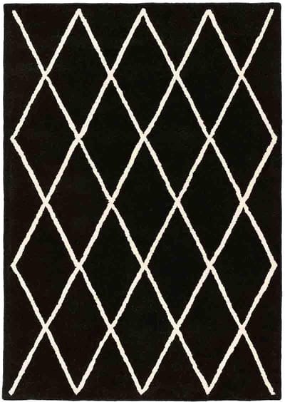 Easy Living - Albany-Diamond-Black Vloerkleed - 160x230 cm - Rechthoekig - Laagpolig Tapijt - Modern - Zwart_wit