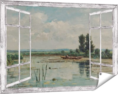 Gards Tuinposter Doorkijk Plas bij Loosdrecht - Willem Roelofs - 120x80 cm - Tuindoek - Tuindecoratie - Wanddecoratie buiten - Tuinschilderij