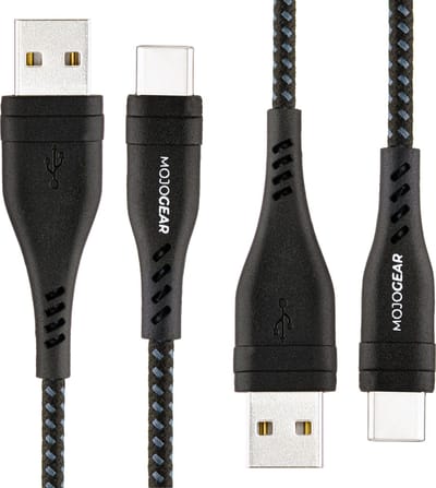 2x MOJOGEAR USB-C naar USB kabel Extra Sterk - 1,5 meter kabel - Geschikt voor Oppo / OnePlus / Motorola / Huawei / Sony / iPhone 15 / iPhone 16 - Zwart [DUOPACK]