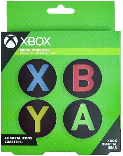 XBOX metaal Cork & metalen onderzetters - Officieel gelicentieerd, Featuring controller Icons, Y, B,A,X, Cool cadeau & decoratie voor XBOX Gamers, Set of 4 - Paladone