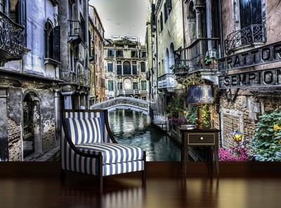 City Venice Canal Bridge Art Photo Wallcovering