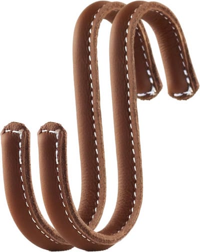 Brute Strength - Leren S-haken - Cognac - 2 stuks - Kledinghaak – Leer - kapstokhaak - Ophanghaken – handdoekhaakjes