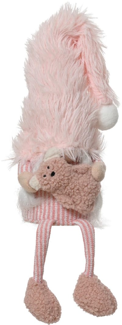 Decoris - Kerstdecoratie Gnoom - Polyester - Roze - H75 cm