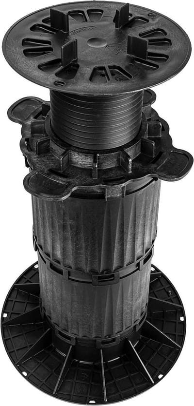 Verstelbare Terrasdrager - Stelvoet Platenlift - Terras Plaatsen - Groot Steunvlak Kop - 270-369 mm - Zwart
