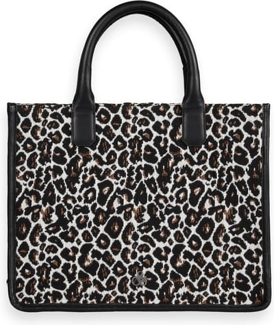 SCOTCH & SODA Schoudertas Canvas Shopper Leopard Veelkleurig