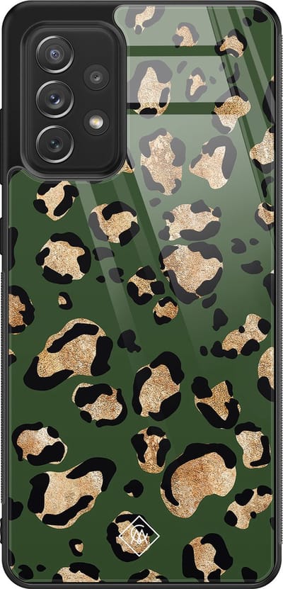 Casimoda® hoesje - Geschikt voor Samsung Galaxy A52 5G - Luipaard Groen - Luxe Hard Case Zwart - Backcover telefoonhoesje - Groen