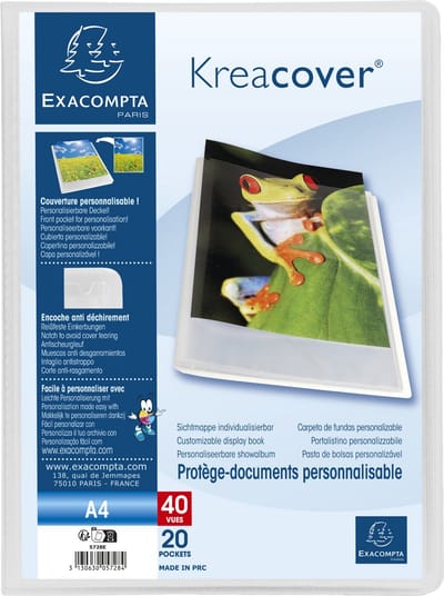 Exacompta 20x Kreacover Chromaline Personaliseerbare showalbums PP met vaste rug - halfharde omslag - 20 tassen - 40 zichten - A4 - Kleurloos - 5728E