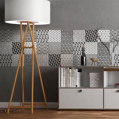 Zelfklevende tegelmuurstickers voor keuken en badkamer - 9 Scandinavische/Finse cementtegelstickers - 9 stickers 30x30cm