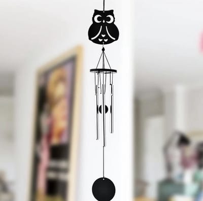 Nature's Melody OT14OW Garden Ornament tunes Owl 14" /38cm Musical Ornament Windchime mini widgong uil met rustgevend geluid.