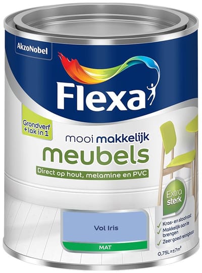 Flexa - Mooi Makkelijk Meubels Mat - Vol Iris - Mengverf - 750 Ml