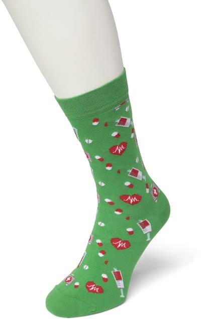 Bonnie Doon Dames Sokken met Medische Print maat 36/42 Groen - Thema Sokken - Ziekenhuis - Dokter - Cadeau Sokken - Word je Happy en vrolijk van - Zacht Katoen met Gladde Teennaad - Comfortabel - Perfect Cadeau - Kelly Green - BT991116.258