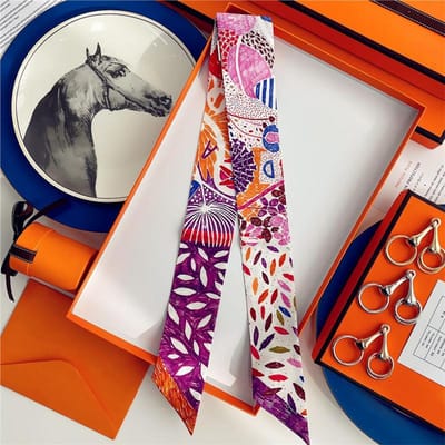 100% Zijde Hoge Kwaliteit Luxe Merk Sjaal Dames Hoofdband Haarband Foulard Strik Lint Neckerchief Dunne Sjaals Accessoires 5x85cm gray