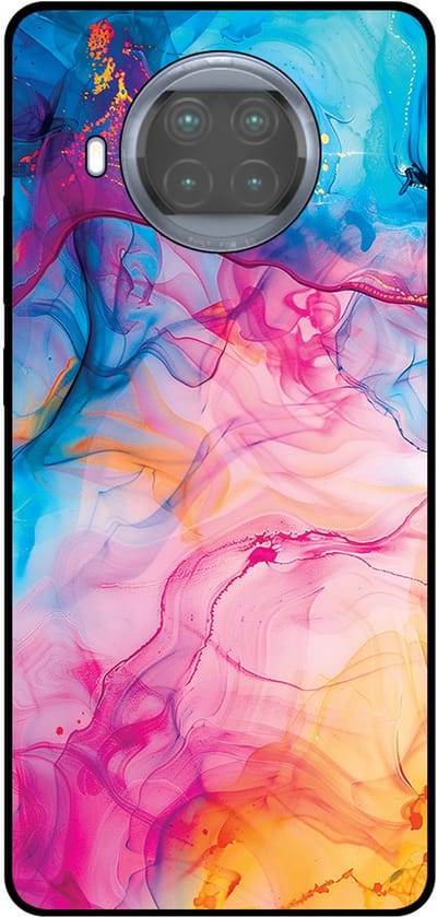 Smartphonica Telefoonhoesje Geschikt voor Xiaomi Mi 10T Lite met Regenboog Acryl Marmer Opdruk - TPU Backcover Case Rainbow Acrylic Marble Design geschikt voor Xiaomi Mi 10T Lite