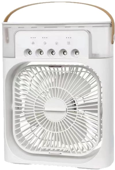 Mobiele airconditioner - mini-luchtkoeler, 5-in-1 airconditioning, klein, draagbaar, 7 leds, luchtbevochtiger met 3 snelheden, luchtkoeler, ventilator met waterkoeling, voor keuken, kantoor - wit [Energieklasse A]