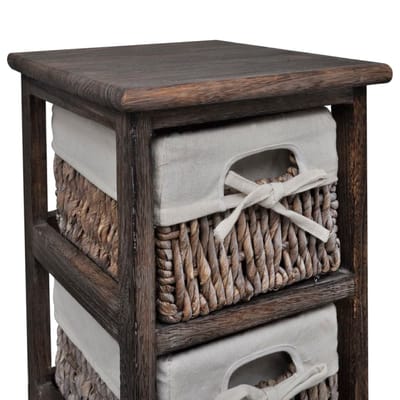 vidaXL - Opbergkast - met - 3 - weefmanden - hout - bruin