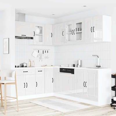 vidaXL - 11-delige - Keukenkastenset - Kalmar - bewerkt - hout - glanzend - wit