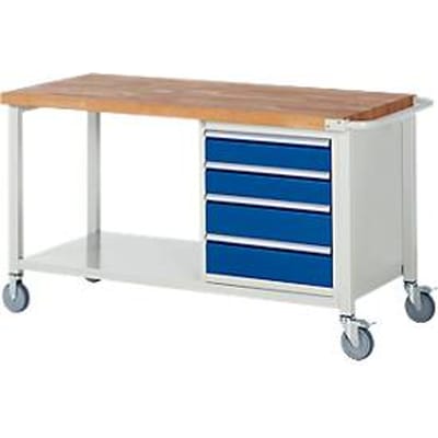 Werkbank serie 8162, verrijdbaar, 4 schuifladen,  B 1500 x D 700 x H 880 mm
