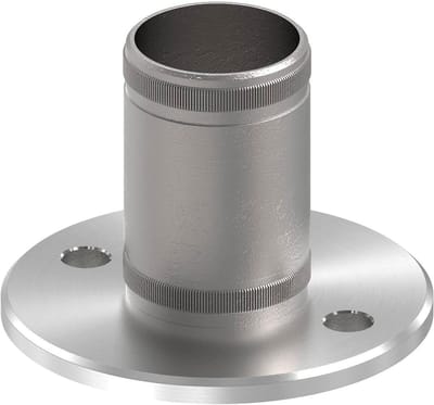 Muur en vloeranker - Buisaansluiting - Stevige bevestiging - Roestvrij staal V2A - 483mm buis - Zilverkleurig