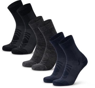 DANISH ENDURANCE Wandelsokken - Lichte Merino Wol Sokken met Blaarbescherming - Unisex - 3 Paar - Maat 43-47